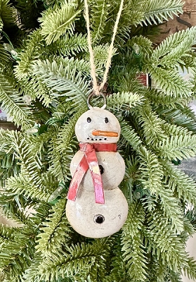 Snowman Ornament Recycled Metal Art 2